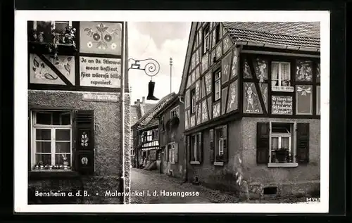 AK Bensheim / Bergstrasse, Malerwinkel i. d. Hasengasse