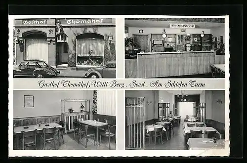 AK Soest, Gasthof Thomähof, Inh. W. Berg, Thomästr. 77, am schiefen Turm