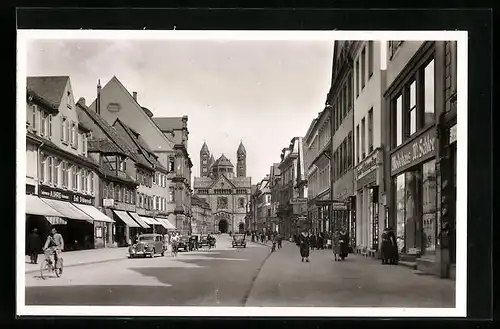 AK Speyer a. Rhein, Hauptstrasse mit Dom