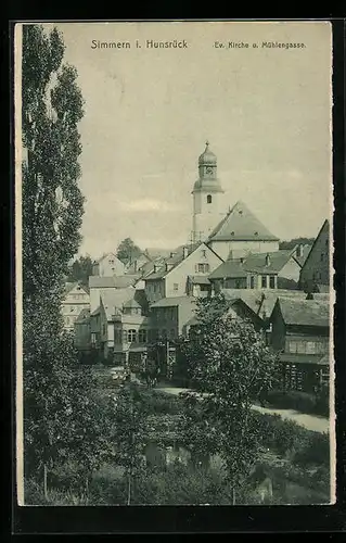 AK Simmern i. Hunsrück, Ev. Kirche und Mühlengasse