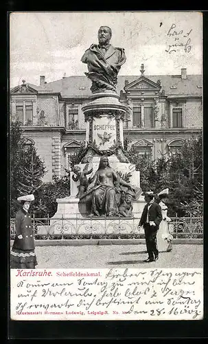 AK Karlsruhe, Blick zum Scheffeldenkmal