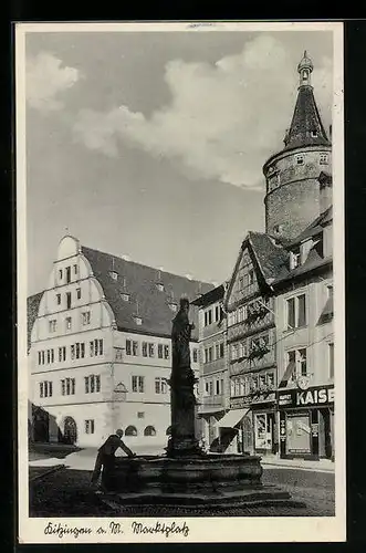 AK Kitzingen a. M., Marktplatz mit Rathaus