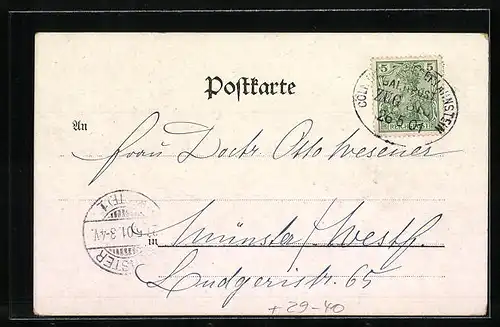 Goldfenster-AK Rhöndorf a. Rh., Uferpartie