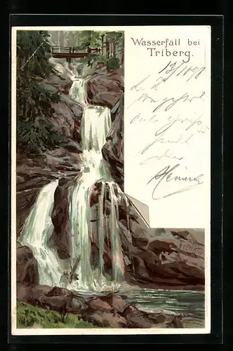 Künstler-AK Carl Biese: Triberg, Wasserfall