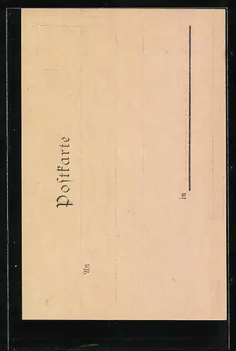 Lithographie Kassel, Denkmal in der Aue