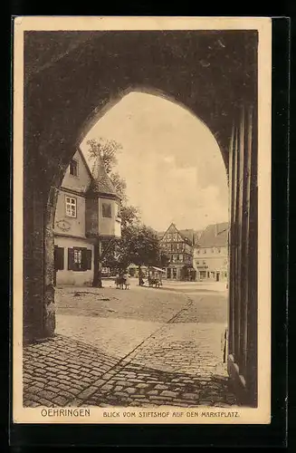 AK Öhringen, Blick vom Stiftshof auf den Marktplatz