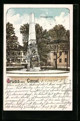 Lithographie Cassel, Vor dem Wimmeldenkmal