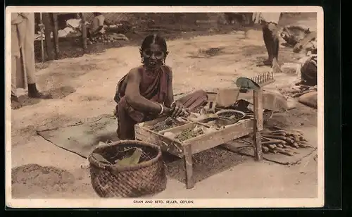 AK Ceylon, Gram and betel seller, Betelverkäuferin