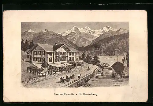 Künstler-AK St. Beatenberg, Pension Favorita