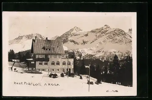 AK Arosa, Winterlandschaft mit dem Restaurant Prätschli