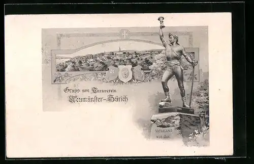 AK Zürich, Turnverein Neumünster, Ortsansicht