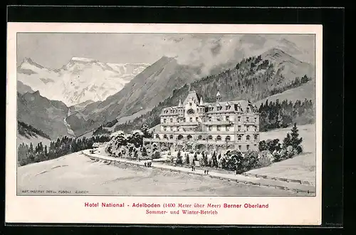 AK Adelboden, Hotel National im Berner Oberland