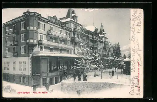 AK Adelboden, Ansicht des Grand Hotels im Winter