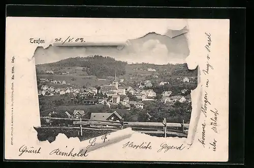 AK Teufen, Ortsansicht aus der Vogelschau