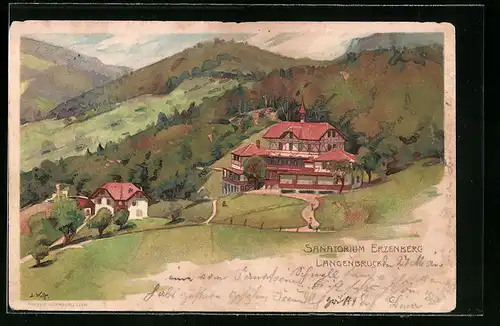 Künstler-AK Langenbruck, Sanatorium Erzenberg