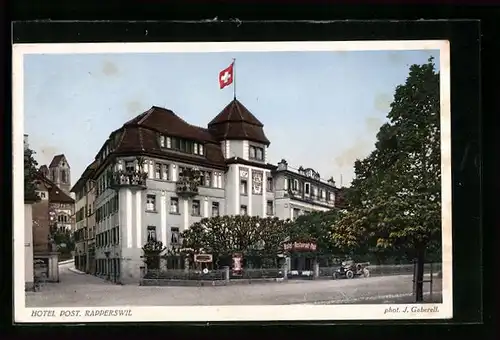 AK Rapperswil, Hotel Post und Kirche, Strassenpartie