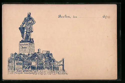 Künstler-AK Berlin, Das Jahn-Denkmal, Turnplatz Hasenhaide