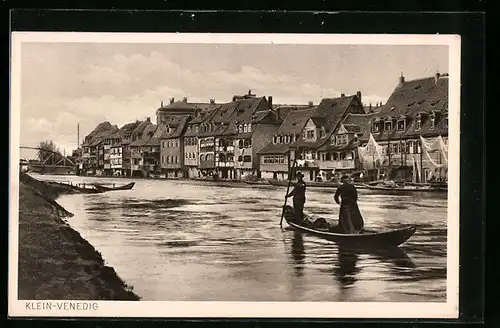 AK Bamberg, Kahnfahrt in Klein-Venedig