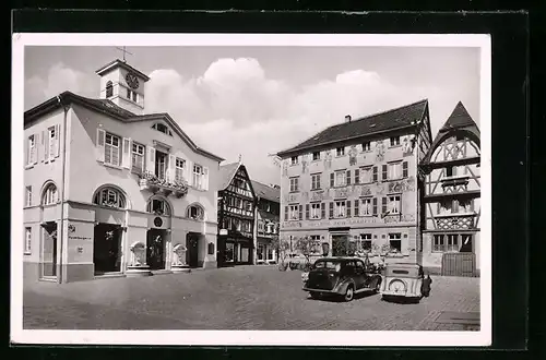 AK Eberbach /bad. Neckartal, Alter Markt m. Gasthof zum Karpfen