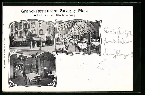 AK Berlin-Charlottenburg, Grand-Restaurant Savigny-Platz, Innenansichten