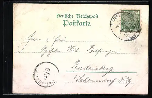 Lithographie Krebsöge, Bahnhof mit Umgebung, Karlshöhe, Postamt, Wappen