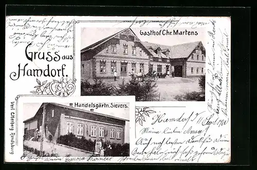 AK Hamdorf, Gasthof Chr. Martens, Handelsgärtnerei Sievers