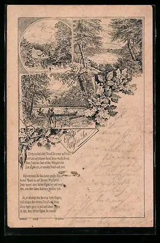 Vorläufer-Lithographie Eutin, 1891, Gasthaus zum Uglei, Kleiner Uglei