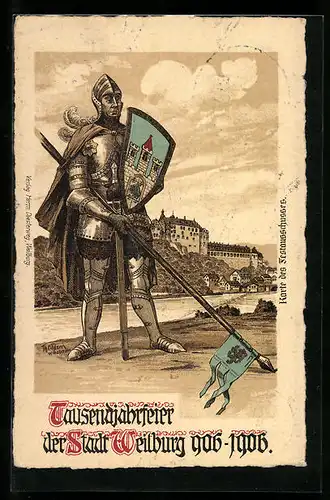 Künstler-AK Weilburg, Tausendjahrfeier 1906, Ganzsache PP Nr.: 27 C70