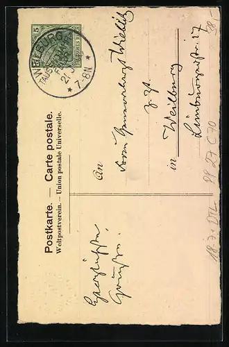 Künstler-AK Weilburg, Tausendjahrfeier 1906, Ganzsache PP Nr.: 27 C70