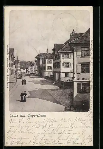 AK Degersheim, Spaziergänger auf einer Strassenpartie