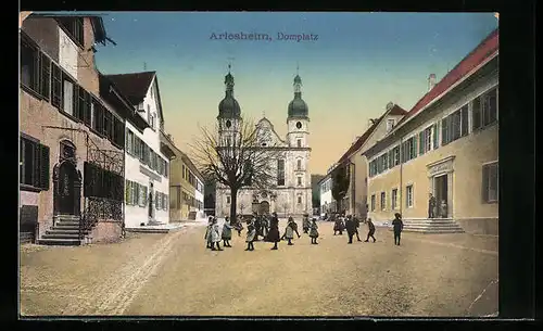 AK Arlesheim, Domplatz mit spielenden Kindern