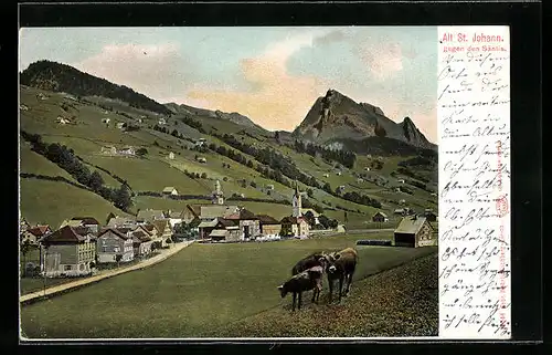 AK Alt St.-Johann, Ortsansicht gegen den Säntis