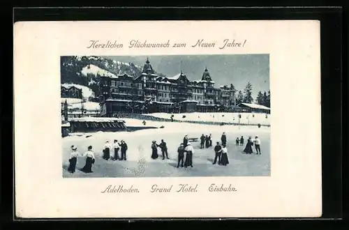 AK Adelboden, Neujahrsgrüsse vom Grand Hotel