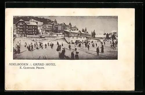 AK Adelboden, Gut besuchte Eisbahn am Grand Hotel