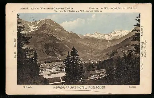 AK Adelboden, Nevada Palace Hotel mit Wildstrubel