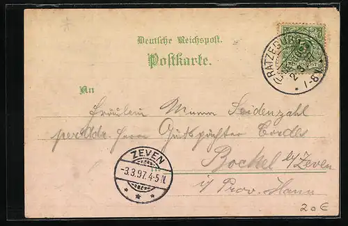 Lithographie Ratzeburg, Waldesruh m. Springbrunnen und Garten, Inh. J. Schümann