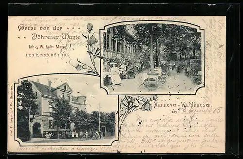 AK Hannover-Waldhausen, Gasthaus Döhrener Warte mit Garten, Inh. Wilhelm Meyer