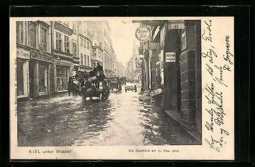 AK Kiel, Hochwasser bei der Sturmflut am 31. Dez. 1904