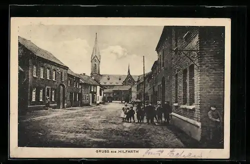 AK Hilfarth, Strassenpartie m. kleinen Kindern