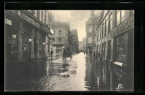 AK Kiel, Die Sturmflut am 31. Dezember 1904, Holstenstrasse