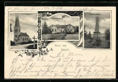AK Idstedt, Gedächtsniskirche, Waffenkammer, Idstedt-Denkmal