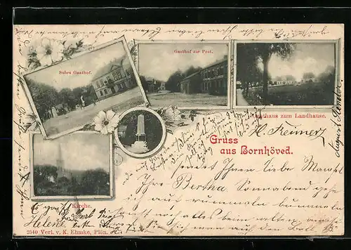 AK Bornhöved, Gasthof zur Post, Suhrs Gasthof und Gasthaus zum Landhause