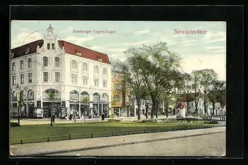 AK Neumünster, Gebäudepartie am Kuhberg, Strasse