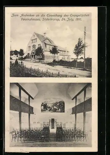 AK Süderbrarup, Zum Andenken an die Einweihung des evang. Vereinshauses am 24. July 1910