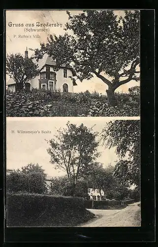 AK Brodersby /Schwansen, P. Rathje`s Villa, H. Wilmsmeyer`s Besitz