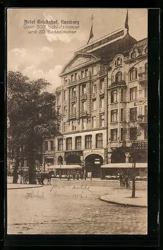 AK Hamburg-St.Georg, Strasse am Hotel Reichshof