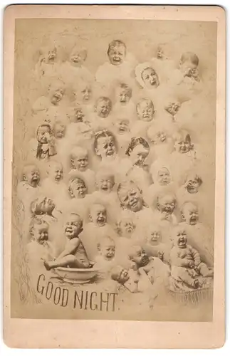 Fotografie unbekannter Fotograf und Ort, Fotomontage weinende und schreiende kleine Kinder, Good Night