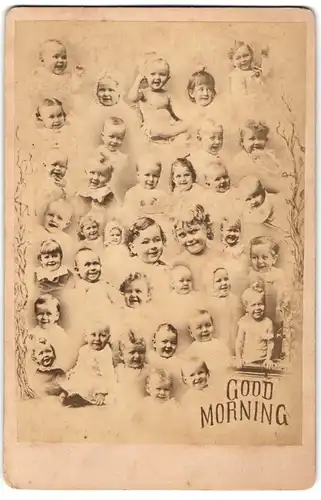 Fotografie unbekannter Fotograf und Ort, Fotomontage lachende und lächelnde Kinder, Good Morning