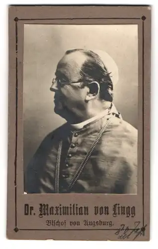 Fotografie Fotograf unbekannt, Augsburg, Portrait Dr. Maximilian von Lingg, Bischof von Augsburg
