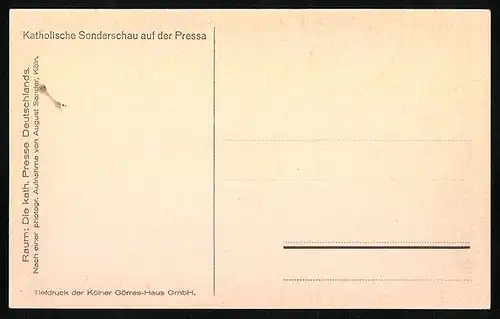 5 AK August Sander, für Pressa Köln 1928, Katholische Sonderschau, Tiefdrucke der Kölner Görres-Haus GmbH